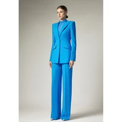 Business Blue Single Breasted Women Pants Set New Female Two Pieces(Blazer+Trousers) conjuntos femininos elegantes