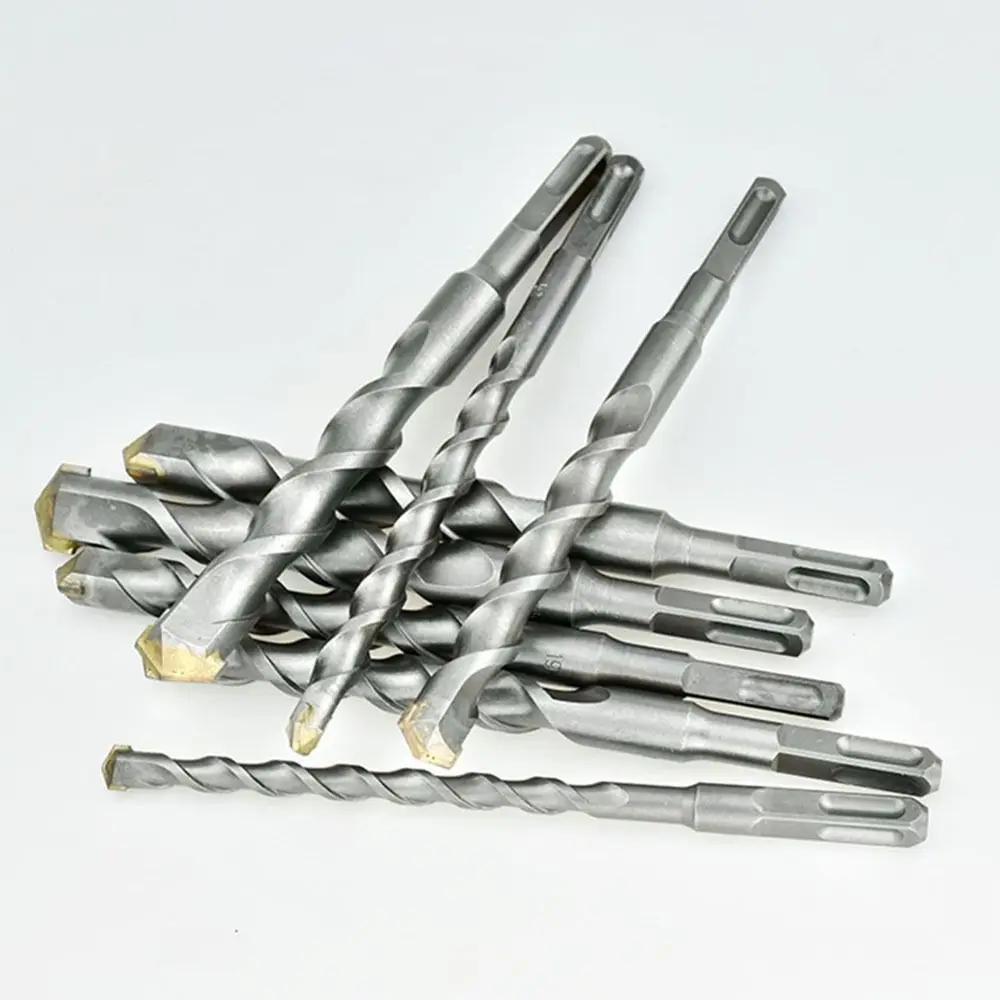 1Pcs Square Shank SDS Plus Masonry Drill Bit 110-500mm Carbide Tipped Carbide Concrete Drill Bit Twin Spiral 40Cr Steel Alloy