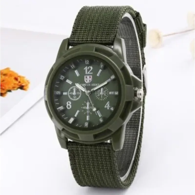 Luminous Men Sport Shock Resistant Wristwatches Green Watch Men Simple Nylon Band Male Quartz Wrist Watches Relógio Masculino