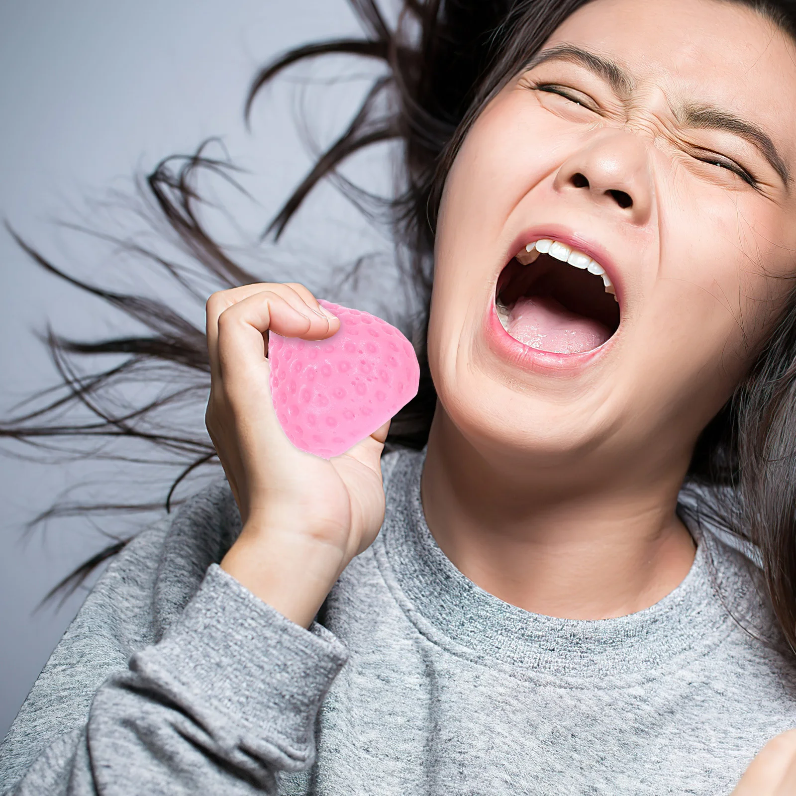 3 pezzi realistici fragola squishy elastico spremere agitarsi sensoriale antistress morbido silicone rilassamento home office compleanno