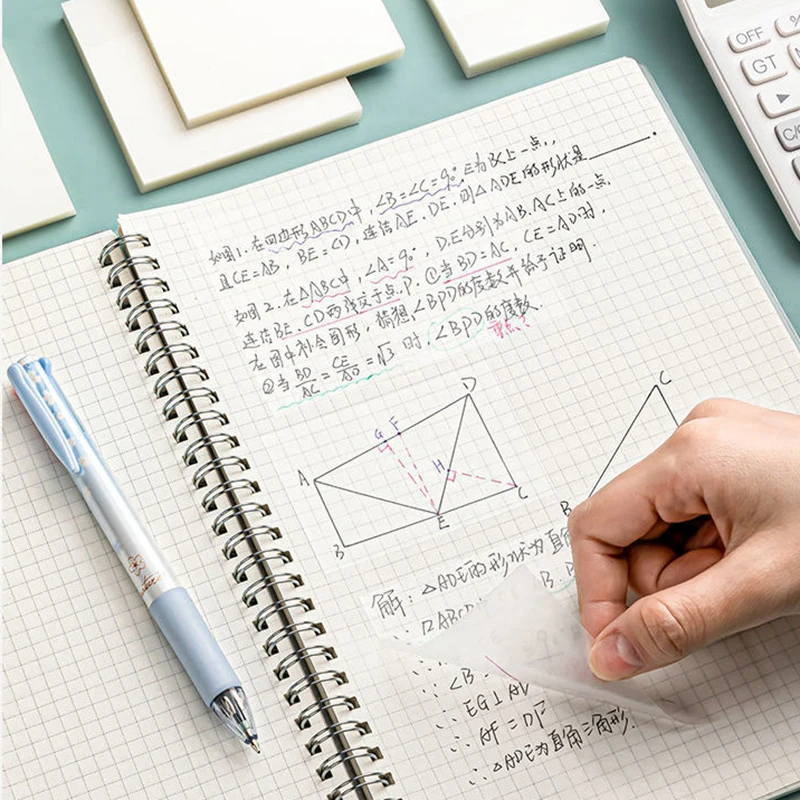 Bloc de notas adhesivas transparentes, 50 hojas, posturas, diario, papelería escolar, suministros de oficina