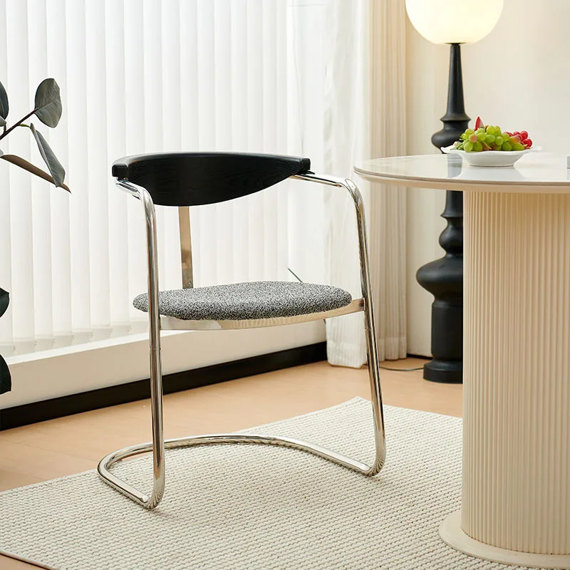 Doric Arc Stainless Steel Solid Wood Back Art Retro Back  Home Dining Chair