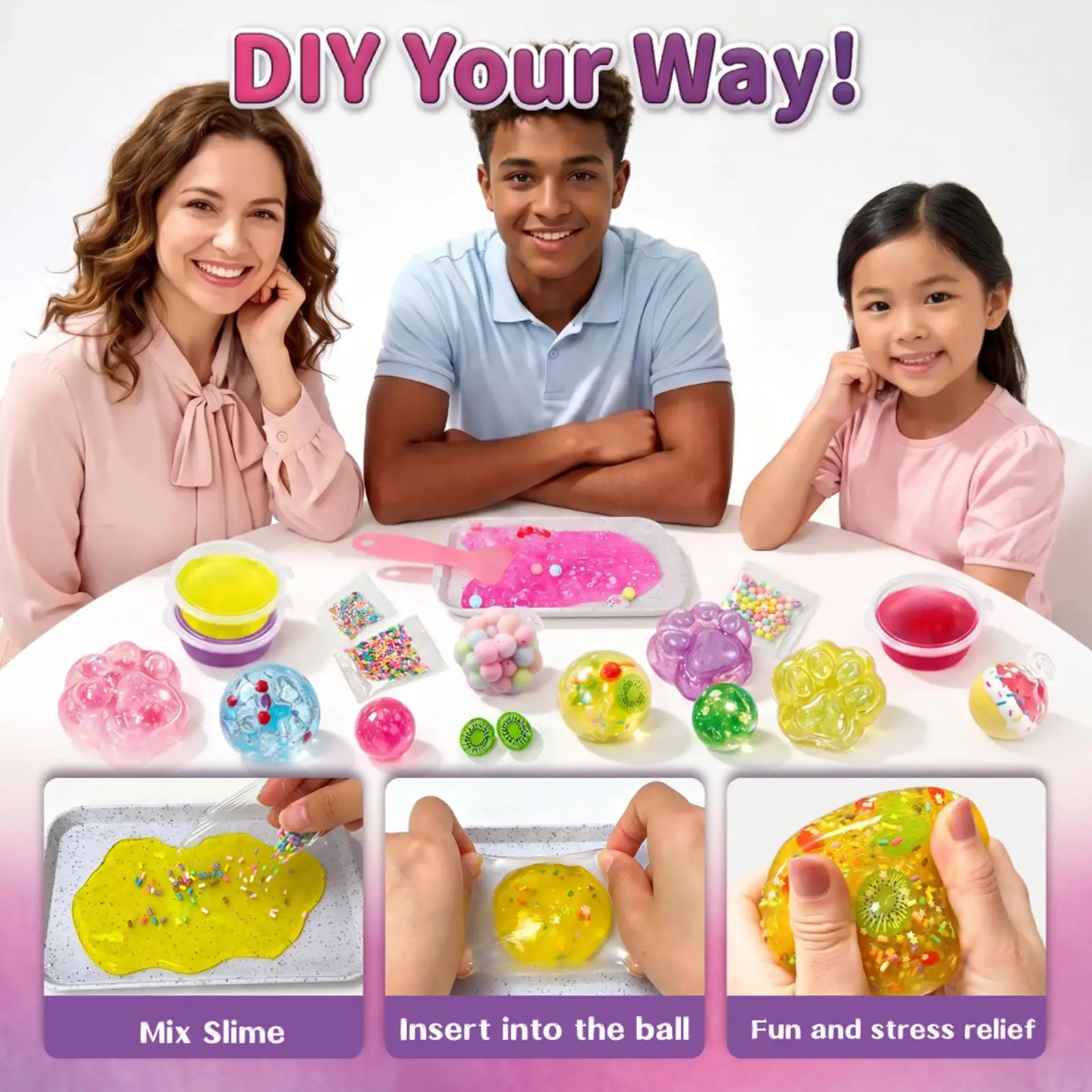 DIY Fried Ice Cute Squishy Toy Kits Slow Rebound Funny Stretch Mini Stress Ball Squeeze Toys Stress Relief Decompression Toys