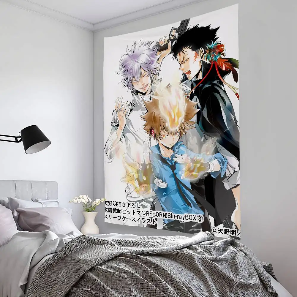 Anime H-HITMAN REBORN Tapestry Bedroom Living Bar Garden Outdoor Microfiber festival Decoration Background Art Banner