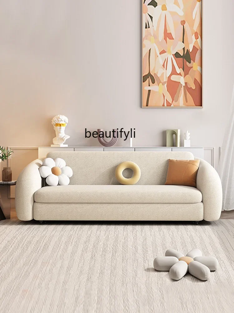 

Dual-Purpose Sofa Bed Foldable Living Room Nordic Cream Style Storage Multi-Functional Double Bed