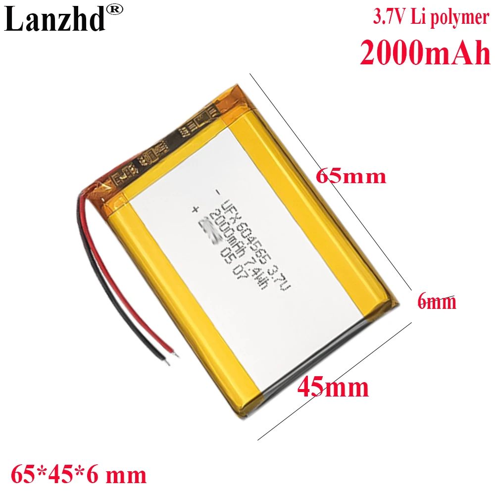 

3.7V Li Polymer Battery 2000mah For Air purifier battery Lighting GPS car locator battery stick light toy digital battery 604565