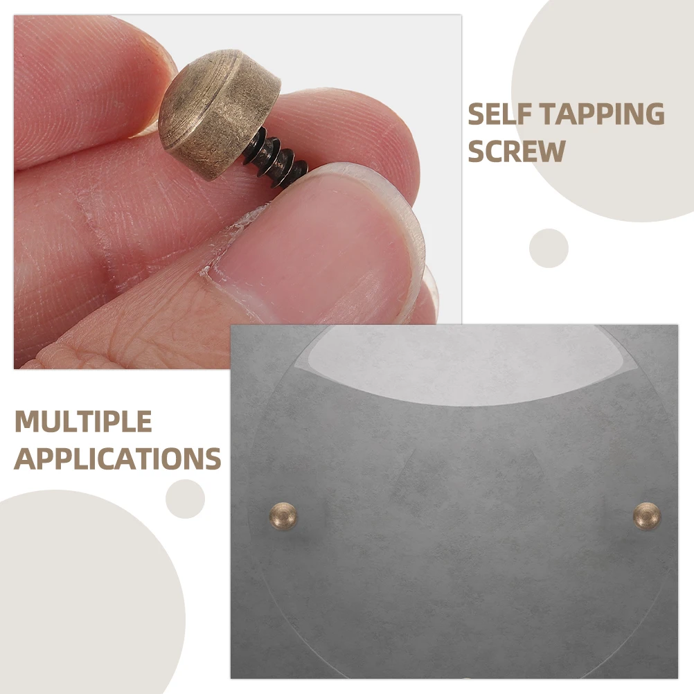 

24pcs Decorative Cap 9mm Copper Self Tapping Screws Curved Caps Furniture Home Renovation Screw Cover Mirror Screws Wall