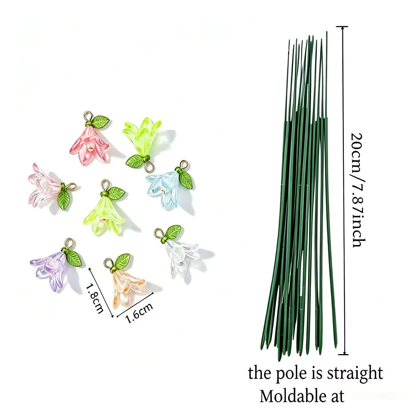 [3D] 20 garden decoration stakes, lily, bell, orchid (color random) potted lamp sockets, outdoor potted landscape decoration
