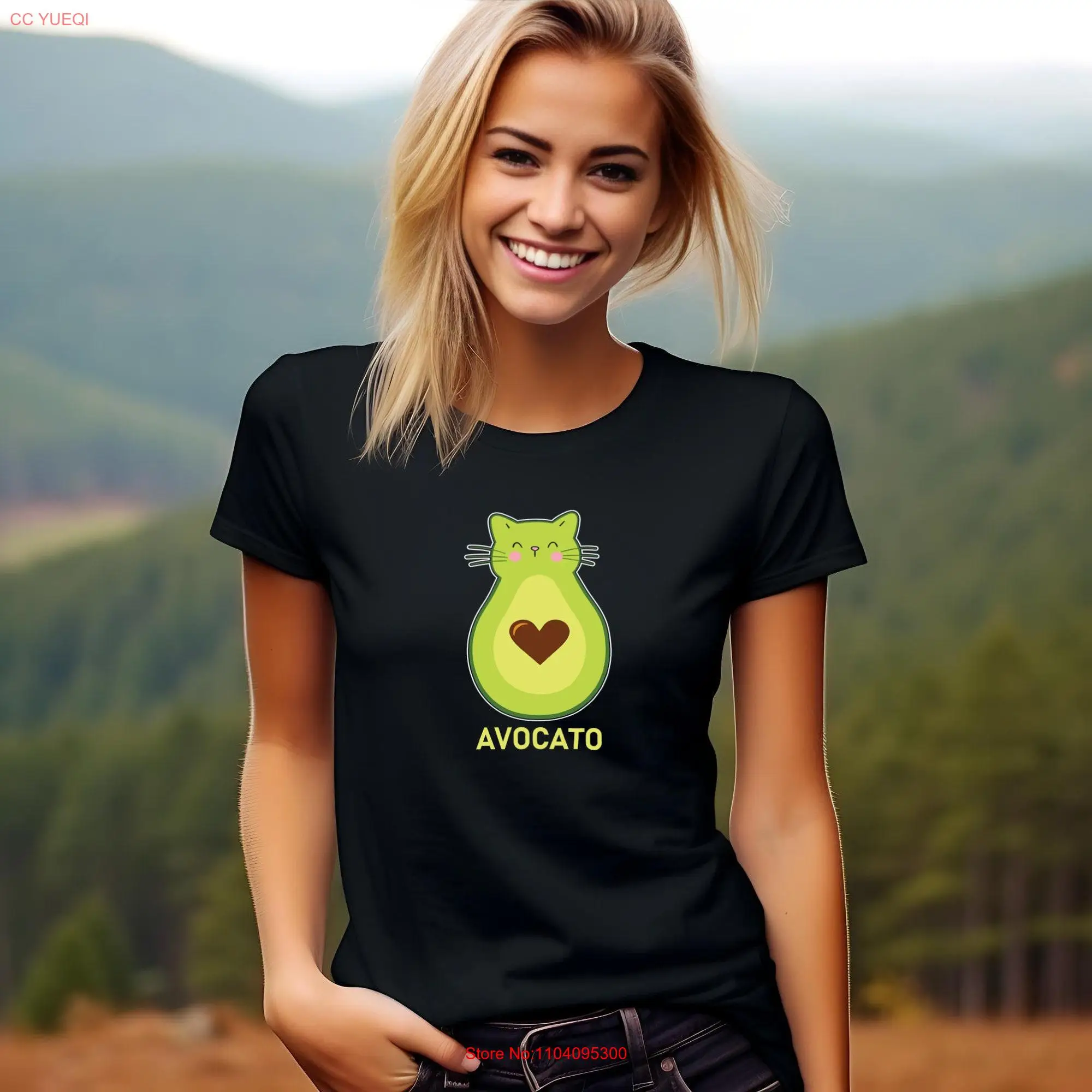 Avocato Cat  T Shirt long or short sleeves