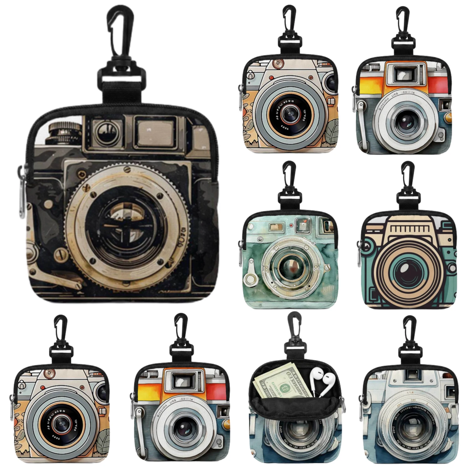 Retro Small Key Coin Purse for Creative Change Earbuds Jewelry Pills Charging Cable Storage Pouch Zipper Mini Pocket Wallet Bags