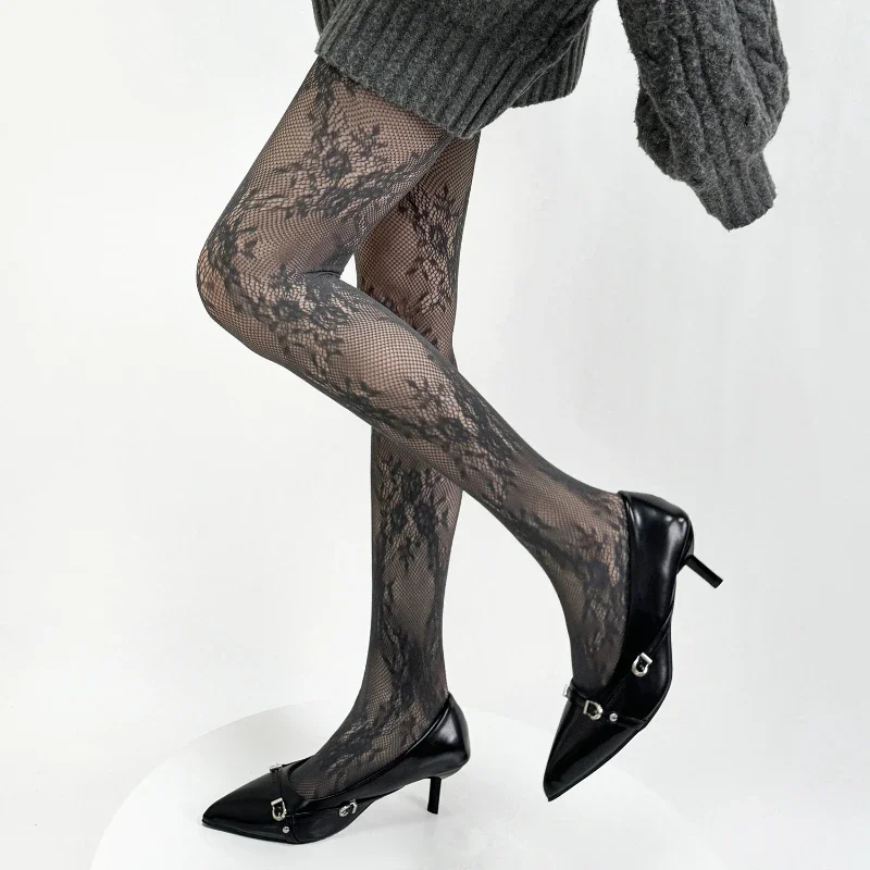 

2025 New Tights Women Sexy Lace Floral Thigh High Stockings Pantyhose Lingerie Hosiery Mesh Fishnet Stockings Women Tights