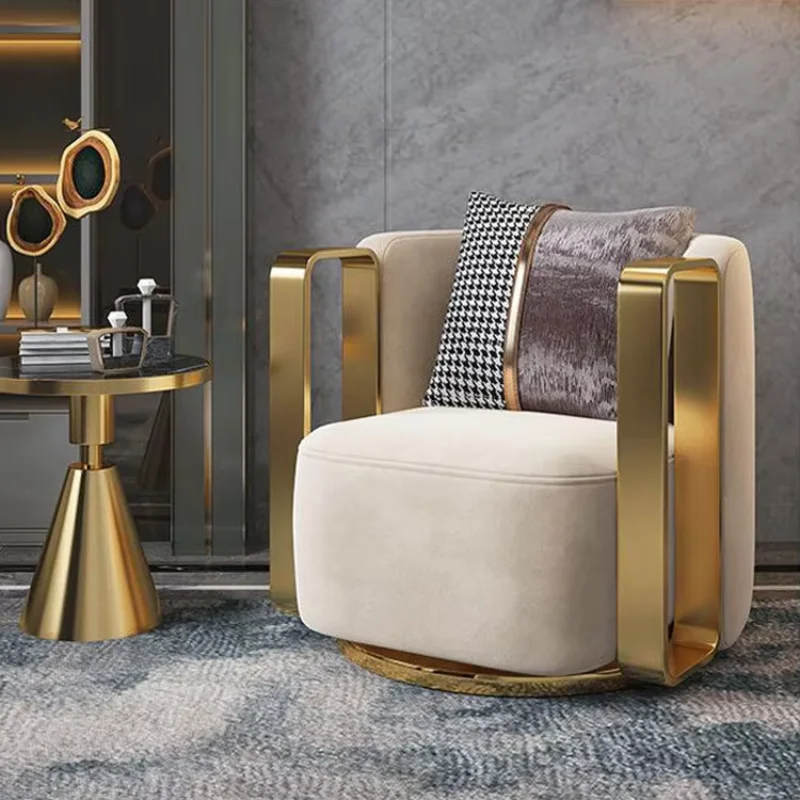 

360 degree rotating Kelly bracelet flannel accent swivel chair with stainless steel armrests for family hotel offices