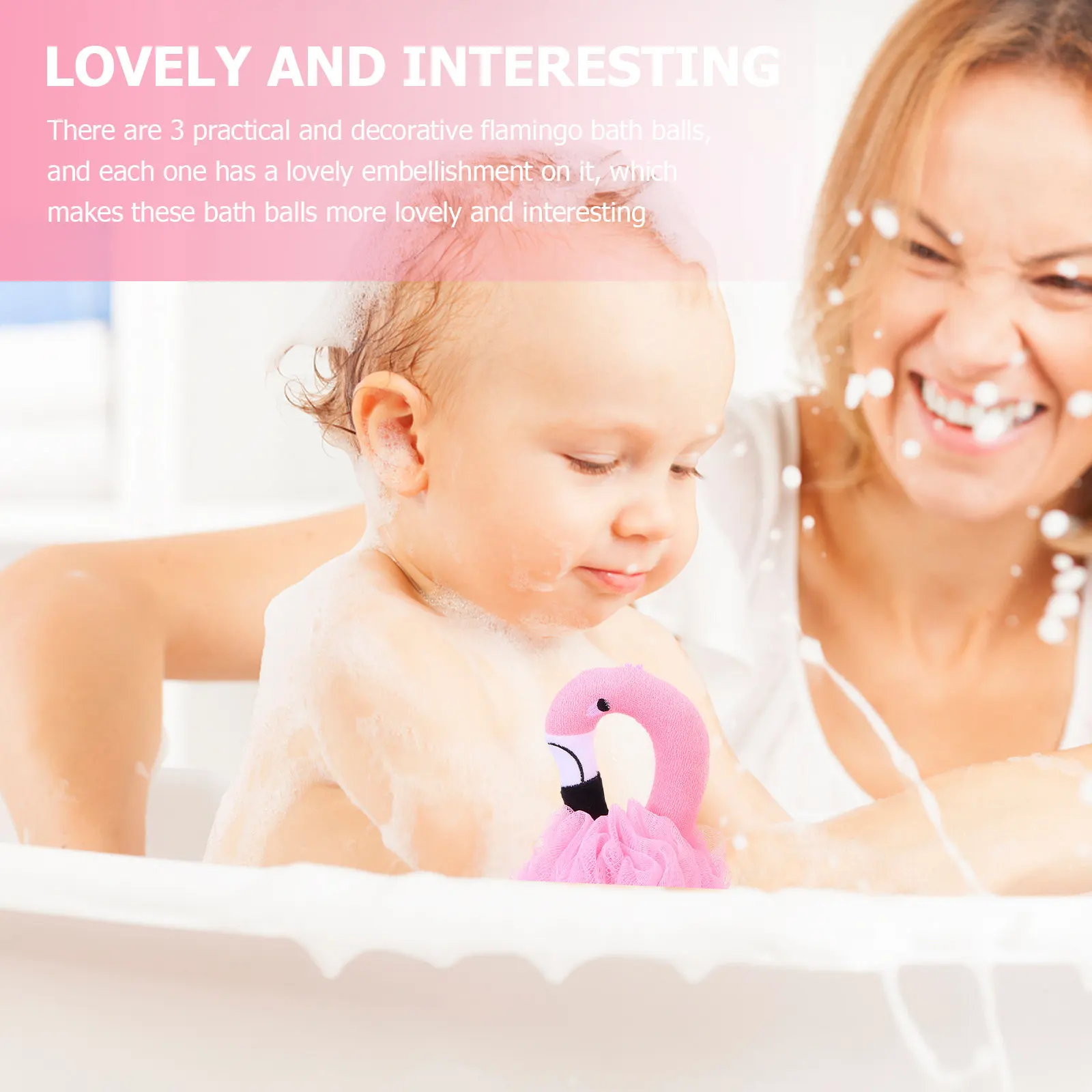 

3pcs Flamingo Bath Balls Cartoon Mesh Shower Sponges For Kids Bathtub Bathing Scrubber Tools Bubble Bath Home Hotel Use Bathroom
