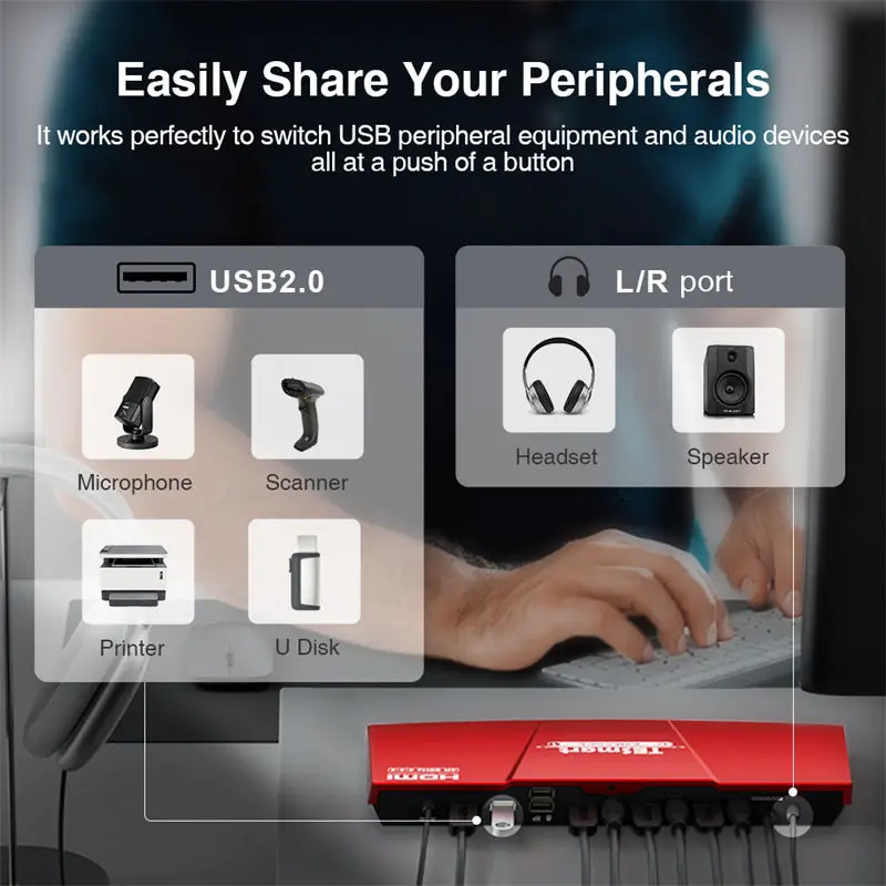 TESmart H D M I USB C KVM Switch Input 3 H D M I 1 USB C مخرج مع EDID 4K60 هرتز L/R مخرج صوت 4x1 KVM Switch #6