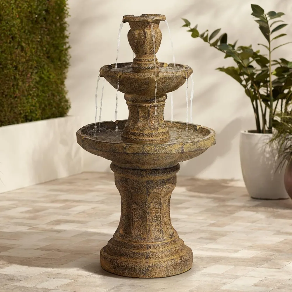 

Tuscan Garden 41 1/2 High Large Traditional Italian Indoor Outdoor Decor Dark Faux Stone Floor Fountain Waterfall Tiered