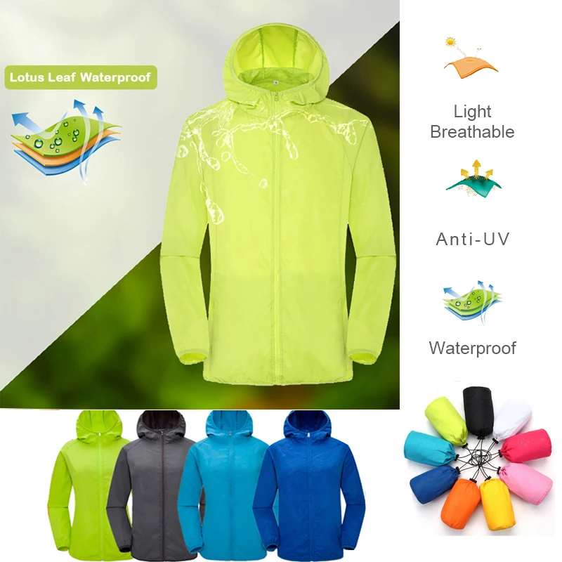 Camping Rain Coat Men Women Windbreaker Women Men\'s Waterproof Jacket Sun Protect Clothing Fishing Rain Wind Breaker Jacket Men