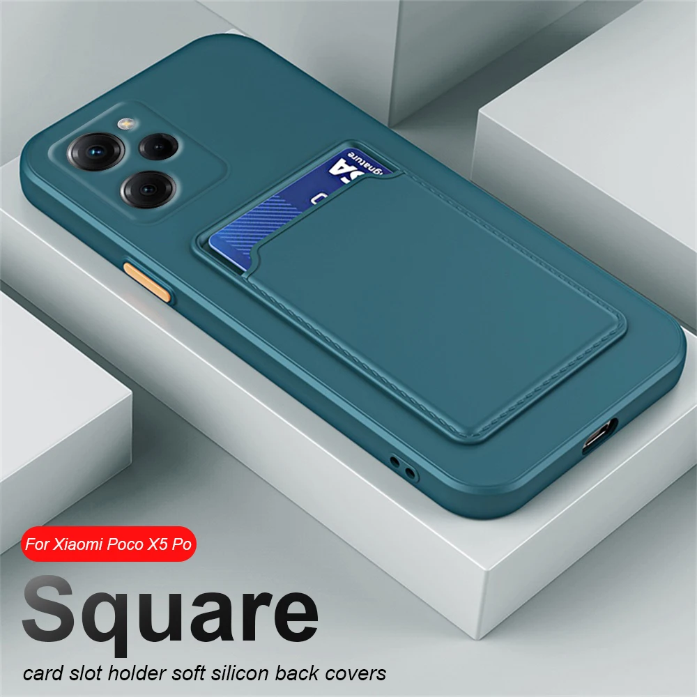 Para Xiaomi Poco X5 Pro funda con ranura para tarjetas funda cuadrada de silicona para teléfono Xiomi Poco X5 x 5 5x x5pro pocox5 pro Fundas a prueba de golpes