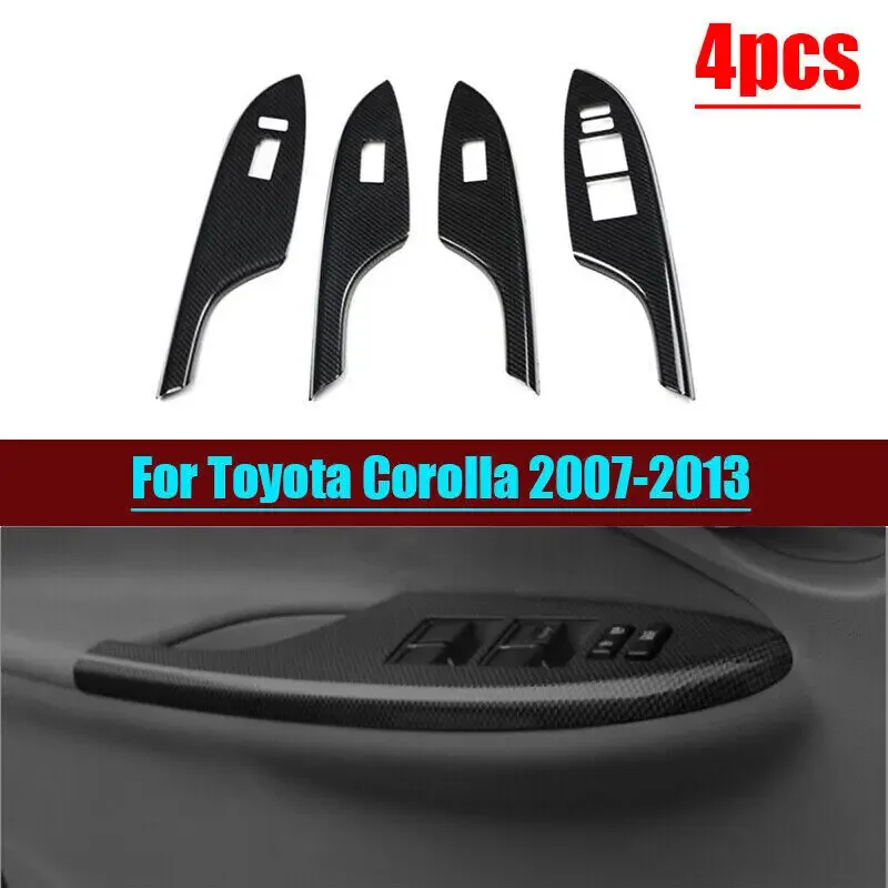 ABS Carbon Fiber Door Window Switch Lift Cover Trim For Toyota Corolla 2007-2013