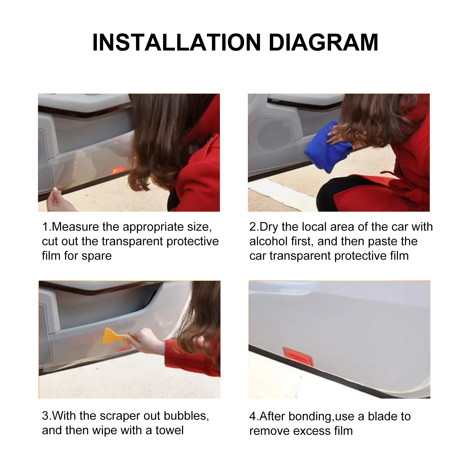 

2pcs Universal Car Protection Film Transparent Scratch Resistant Clear Wrap For Bumper Mirror Door Edge Anti Dust Uv Resistant