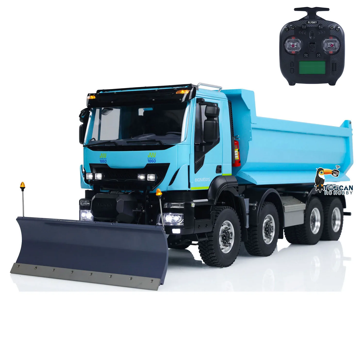 1/14 RC Hydraulic Metal Dump Truck Model 8x8 Remote Control 2-speed Tipper Cars Differential Lock With Snow Blade Light Sound