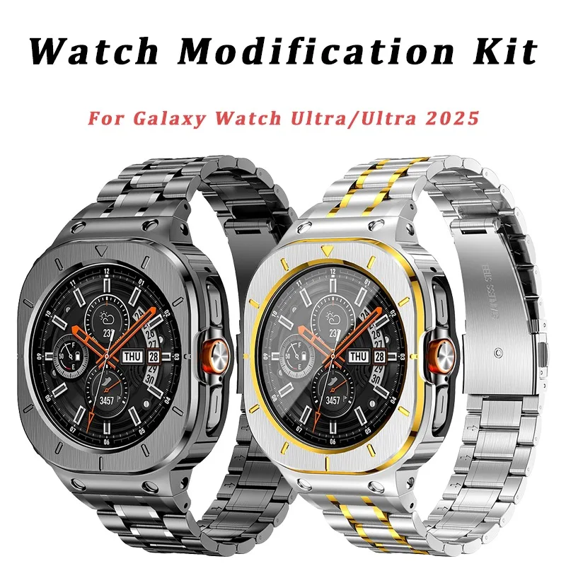 

Stainless Steel Case+Metal Strap for Samsung Galaxy Watch Ultra 47mm Sport Bracelet for Galaxy Watch Ultra 2025 Protective Case