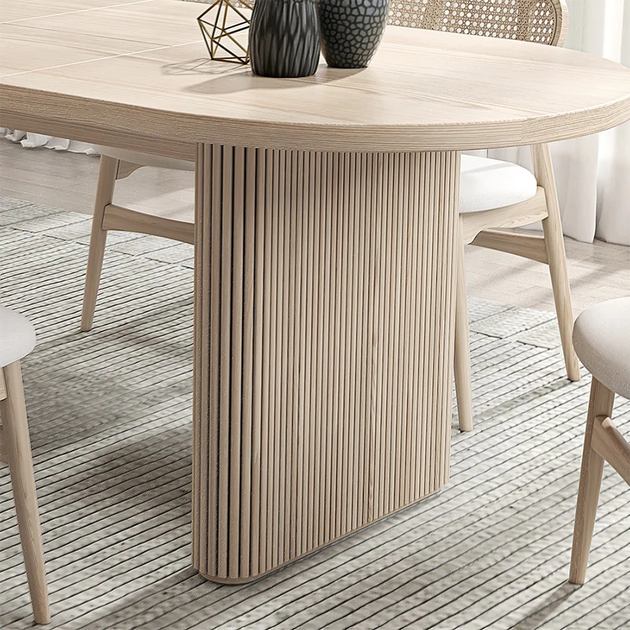 Set di tavoli da pranzo in legno per mobili da sala da pranzo moderni personalizzati con 6 sedie
