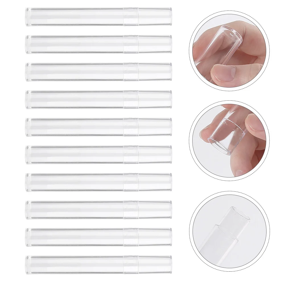 10Pcs Eyelash Forcep Storage Tube Transparent Needle Canister for Tweezer Organizer Portable Dustproof Container ABS Material