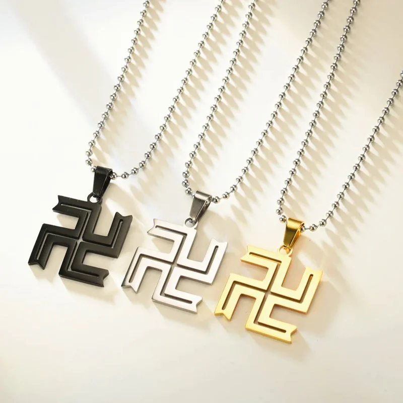 Fashion stainless steel necklace Buddhist swastika pendant necklaces for Men Women fashion charm body jewelry