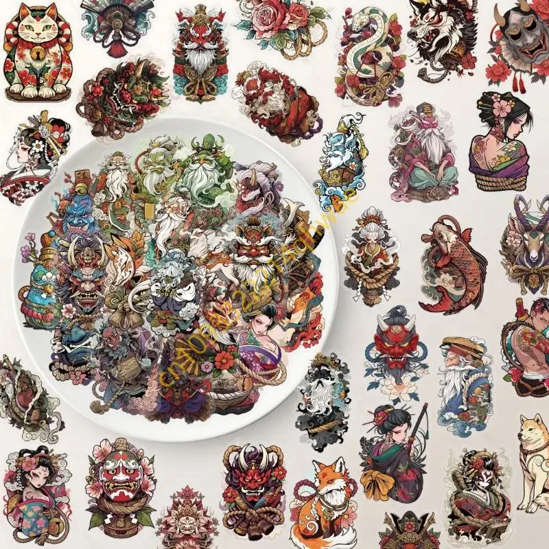 50 Pieces/pack Japanese Tattooing Design Sticker PET Decal Water Resistant Sticker for Adults and Tattooing Lover
