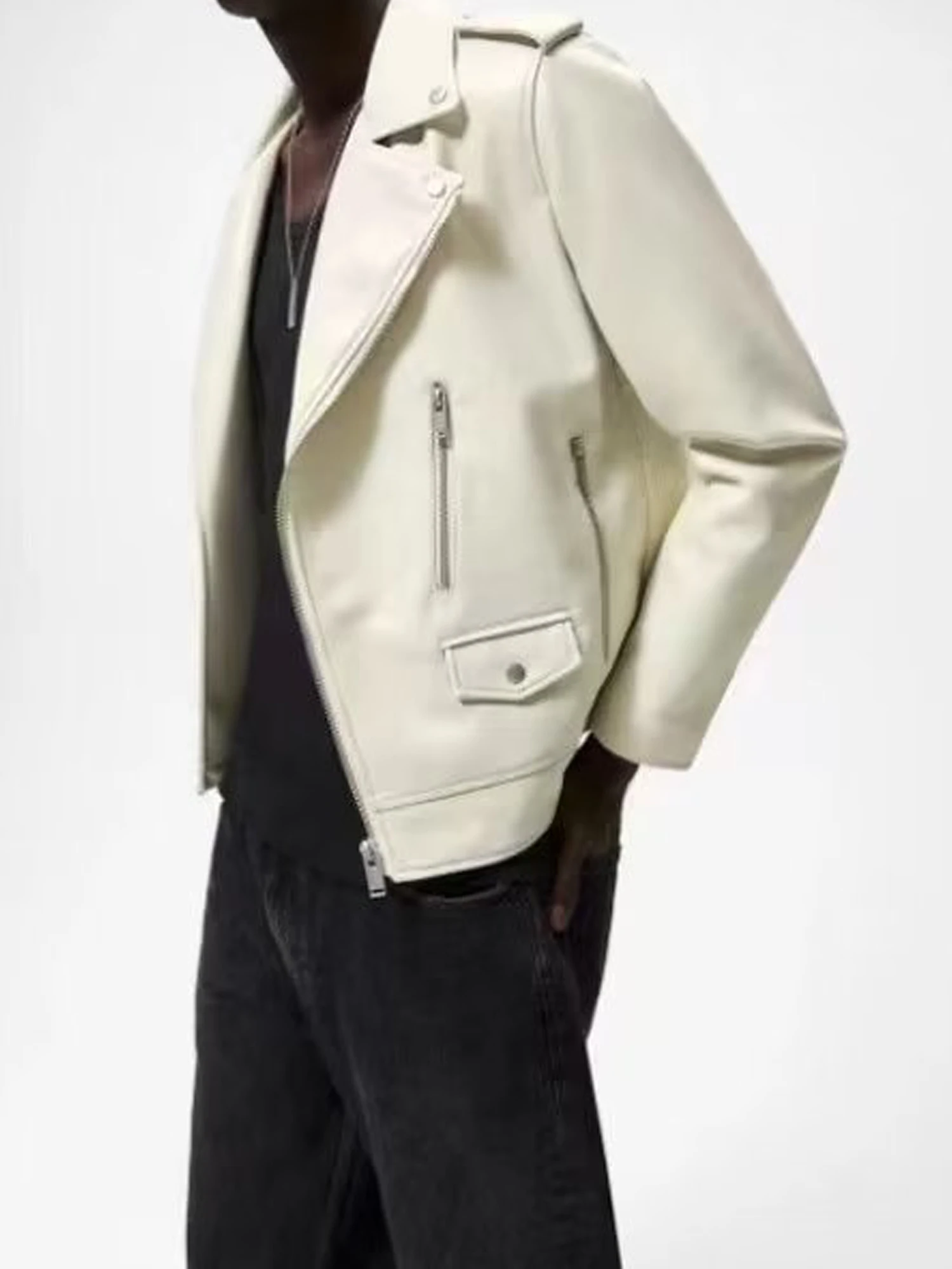 2023 Mens Fashion Leather Jacket Slim Fit Stand Collar PU Jacket Male Anti-wind Motorcycle Lapel Diagonal Zipper Jackets Men
