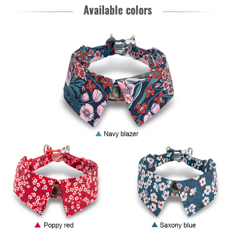 Truelove Cat Collar Cute Floral Pet Collar Cotton with Bow Pet Gift Adjustable Soft and Comfy Bowtie Small Medium Dog TLC5411