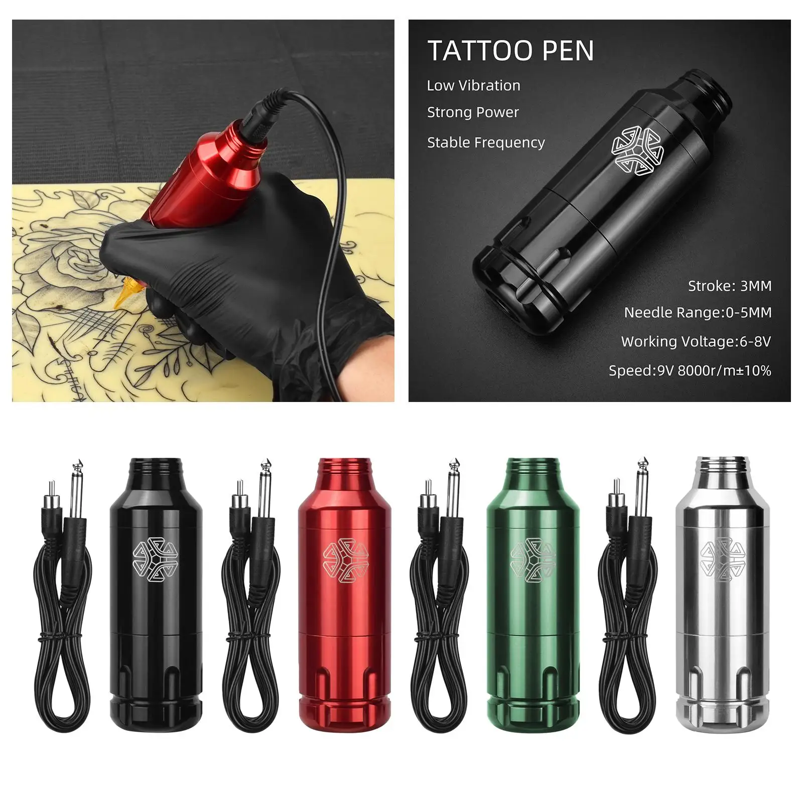 Rotary Tattoo Pen Machine Rotary Tattoo Machine with RCA Cord 8000RPM/Min