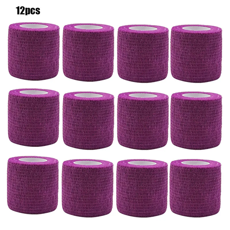 1/3/6/20PCS Sports Self Adhesive Purple Elastic Bandages Anti-slip Athletic Nonwoven Waterproof Elastic Tattoo Bandages Aid Kit