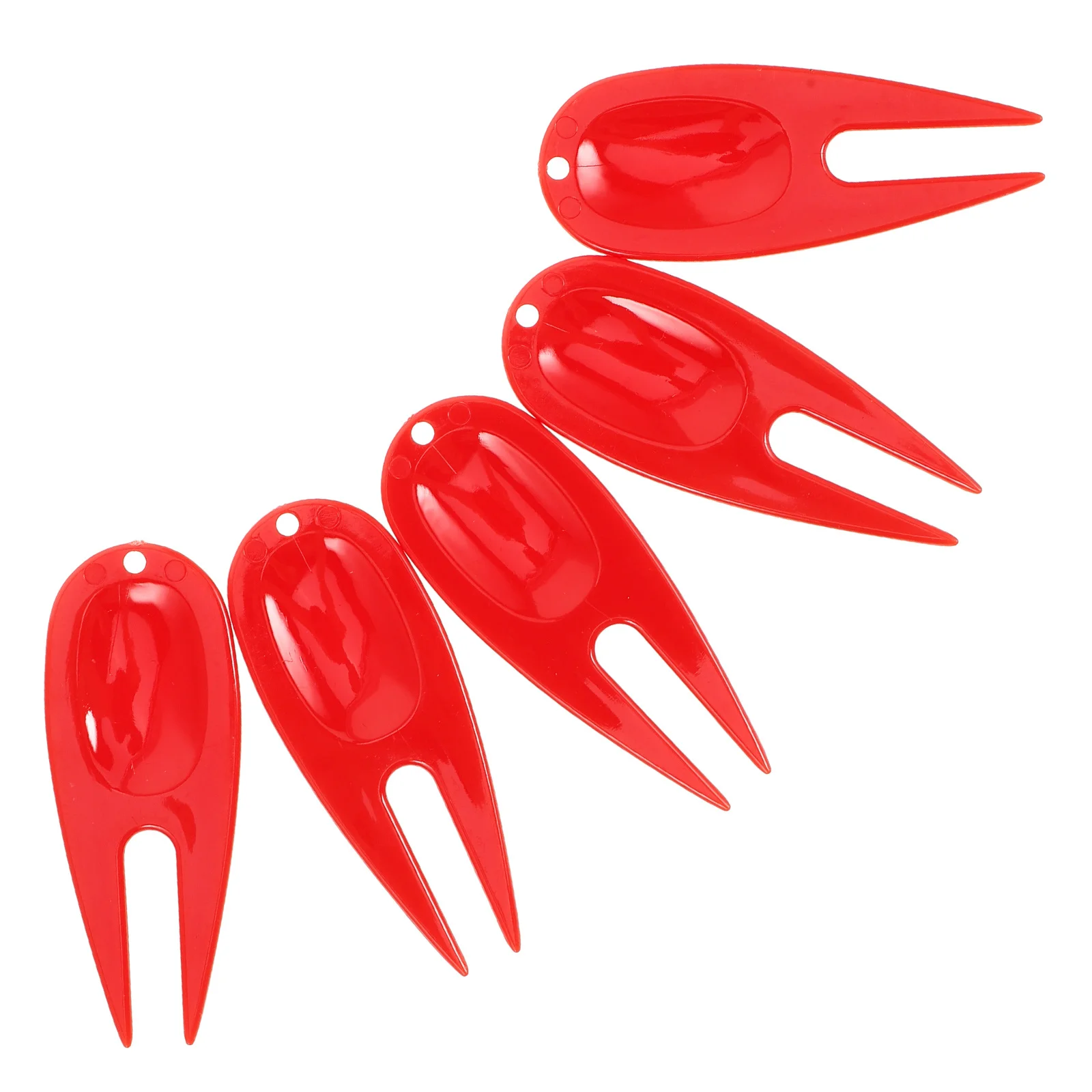 5Pcs Plastic Golf Divot Repair Fork Streamlined Design Turf Restoration Tool Pocket-Friendly Non-Scratch Surface for Easy Carry