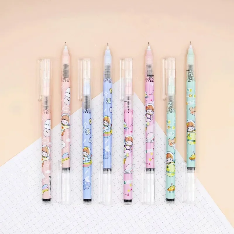 Stylos gel mignons à séchage rapide, pointe d'écriture, encre noire, étudiants, examen, accessoires de bureau, fournitures scolaires Kawaii, papeterie, 0.5mm, 2024