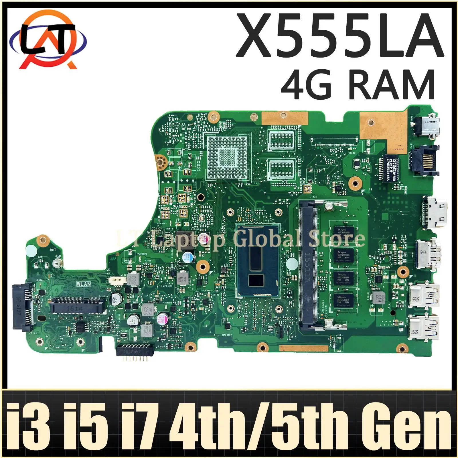 

X555LA MAINboard For ASUS X555LAB A555LA K555LA F555LA X555LD X555LB Laptop Motherboard I3 I5 I7 4th/5th Gen CPU 4G-RAM LVDS/EDP