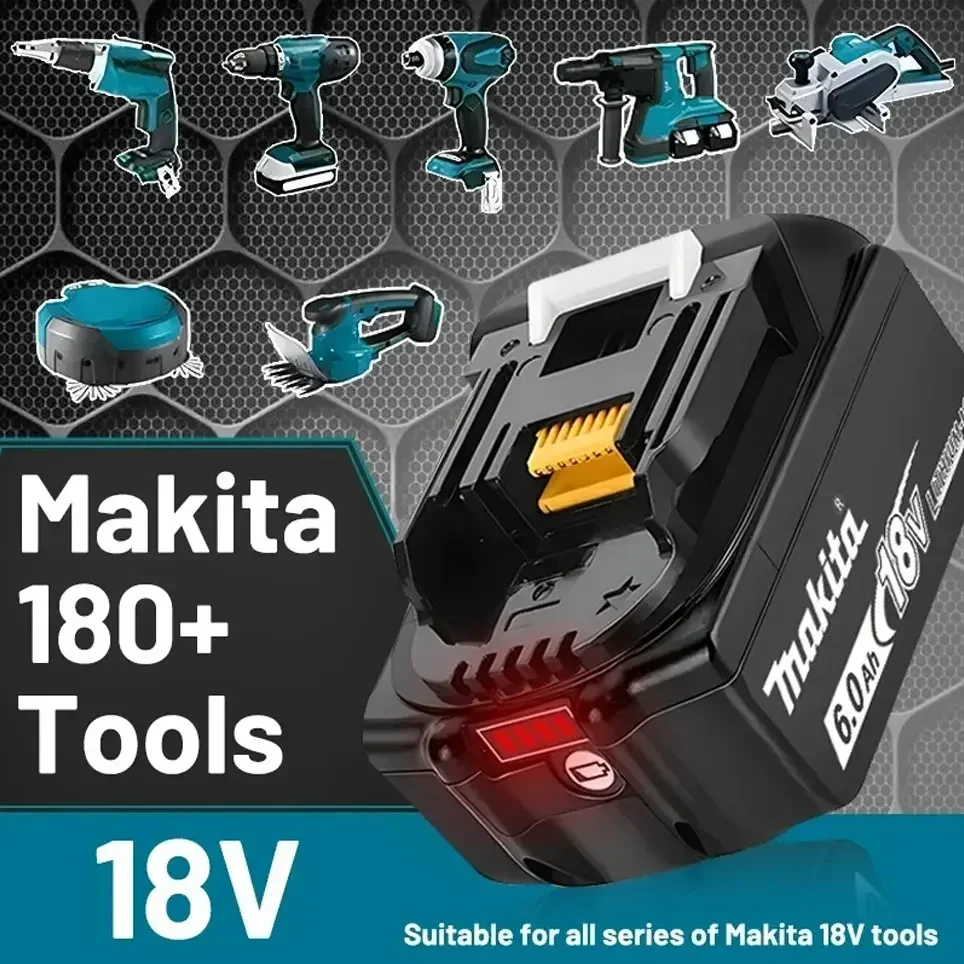 100%Original Makita 18V Rechargeable Power Tool Battery, Replaceable LED Lithium-ion, 6.0 Ah 18V LXT BL1860B BL1860BL1850 BL1830