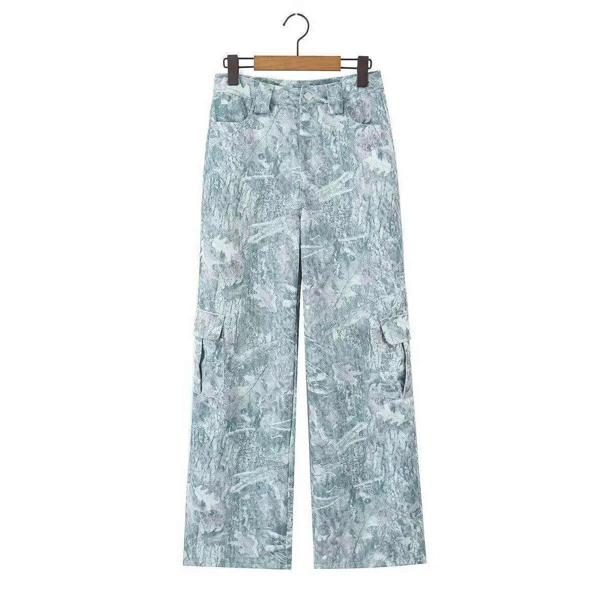 

Print Women's Jeans 2026 Spring Autumn Pockets Workwear Low-rise Pants Zipper American Style High Street Casual Trousers