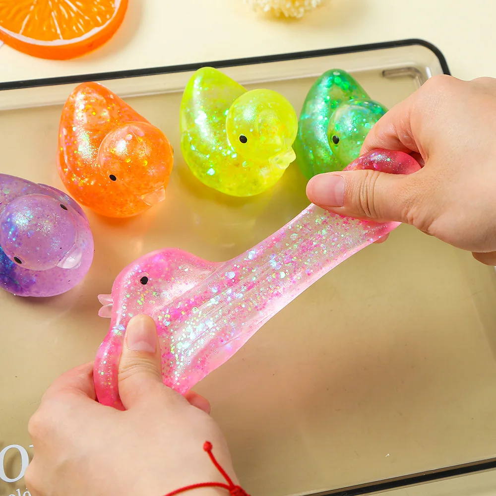 Lot de 2 jouets sensoriels en forme de canard brillant et extensible, jouet anti-stress souple et compressible