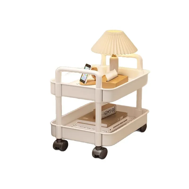 Modern Minimalist Narrow Bedside Table Mobile Storage Cabinet for Sofa Gap Small Space Organizer Shelf
