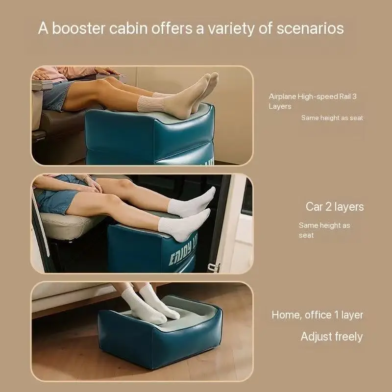 Accompanying inflatable footstool for indoor and outdoor use, adjustable height for rest and relaxation, inflatable and easy to