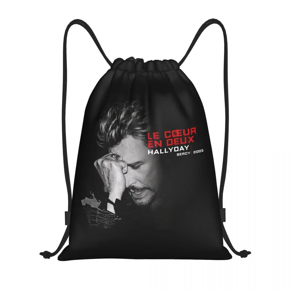 Johnny Hallyday Drawstring Bags Men Women Portable Sports Gym Sackpack France Rock Singer Shopping Backpacks