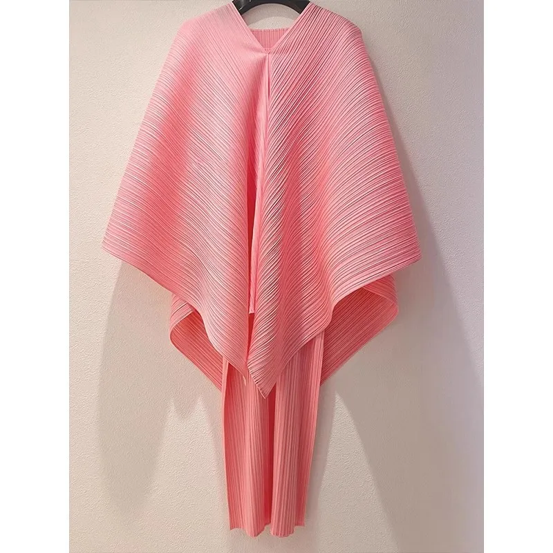 

Miyake 2024 Autumn New High-end Fashion Suit Women's Versatile Casual Blouse Jacket Simple Solid Color Dress Two-piece Set