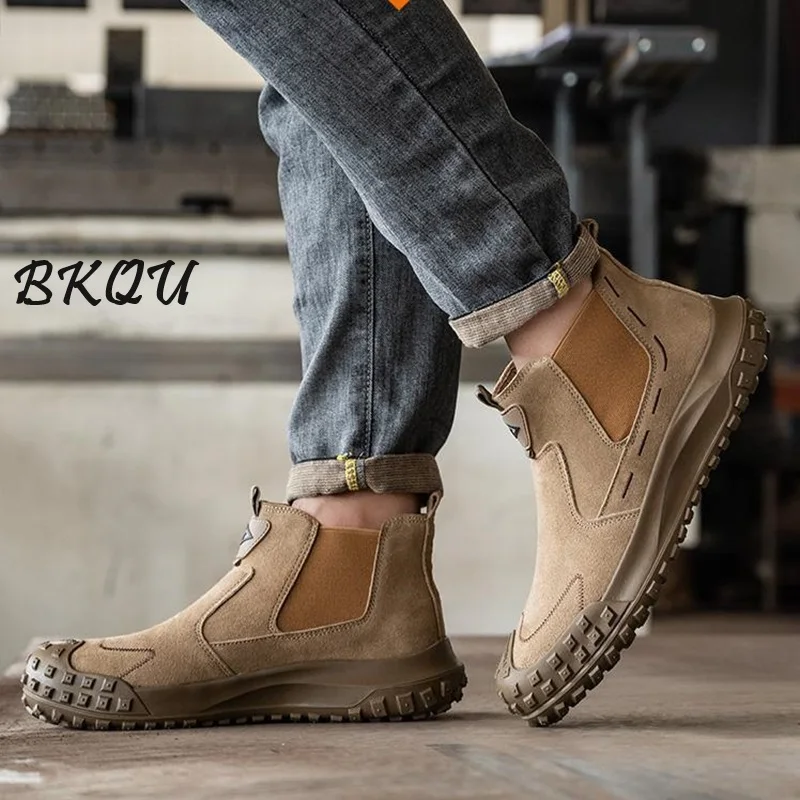 BKQU Labor Protection Shoes Men's Anti-smash and Anti-puncture Steel Head Welders Special High-top Work Light Steel Plate Site