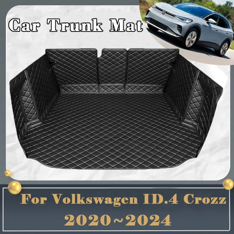 Car Trunk Mat For VW Volkswagen ID.4 Crozz 2020~2024 Dirt-resistant Fully   Rear go Tray  Accessories 2022 2023