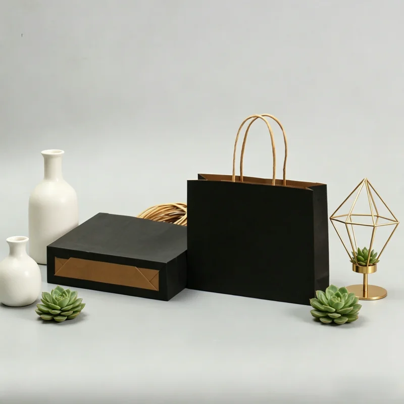 Brown/White/Black Kraft Paper Bags with Handles - for Retail, Grocery, Jewelry Display, Party Favors, Holiday