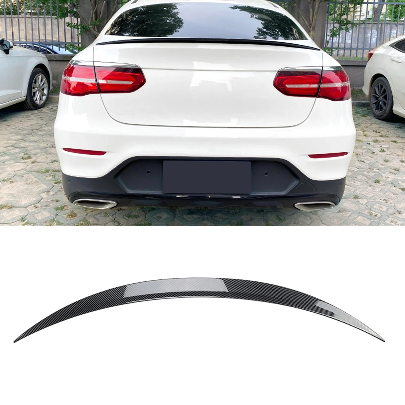 Rear Trunk Lid Spoiler Wing Carbon Fiber Look/Gloss Black Splitter Lip For Mercedes Benz GLC Coupe C253 GLC260/300 2016-2022 AMG