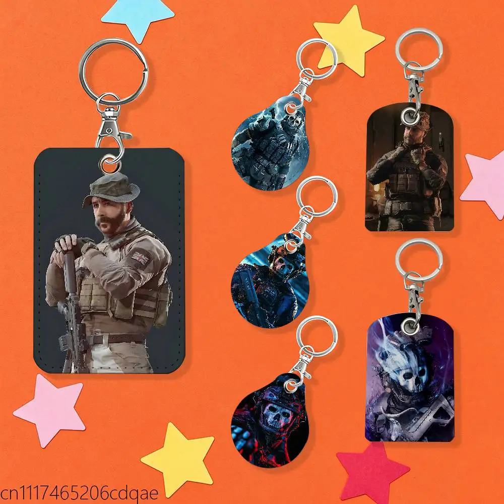 FOR Call of Duty John Price 1pcs Leather Card Holder With Key Ring Water Drop Shaped Key Case Keychain Doorlock Accessories