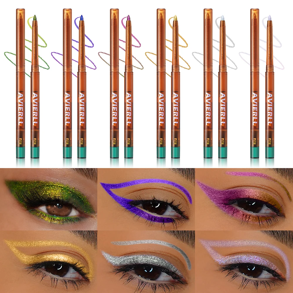 ดินสออายไลเนอร์เจลดินสอ 1 ชิ้น, อายไลเนอร์ไลเนอร์สีเมทัลลิค, Chameleon Glitter ปากกาอายไลเนอร์กันน้ํา, อายไลเนอร์ยาวนาน 24 ชม.