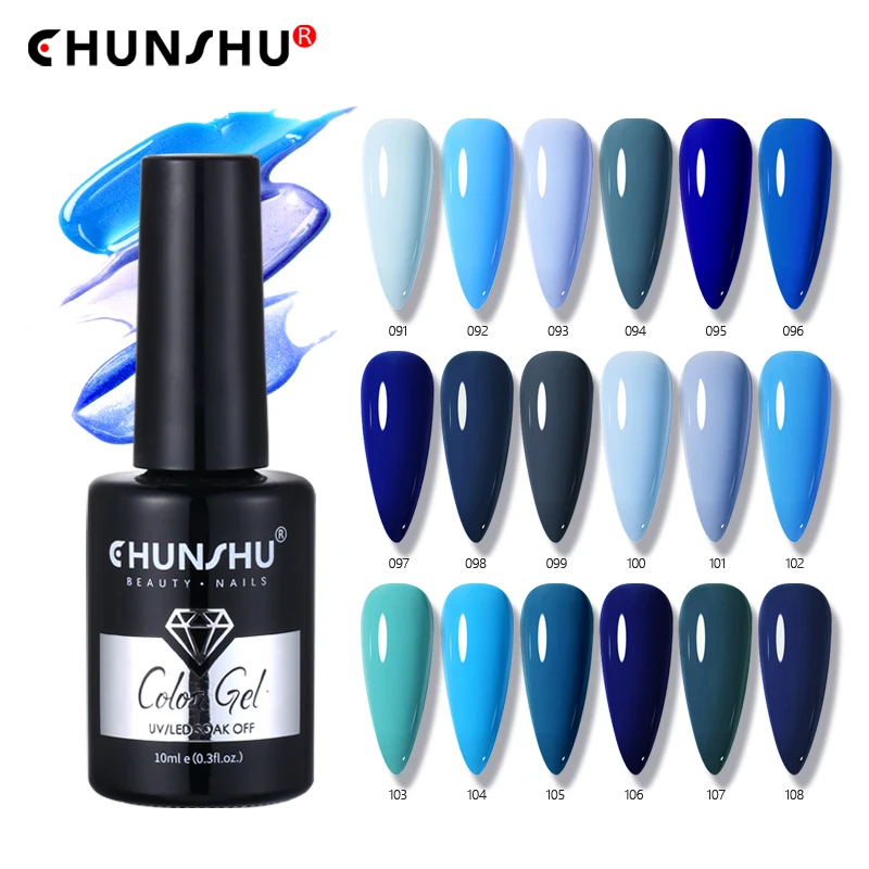 Chunshu-半永久的なジェルネイルポリッシュ,緑と青の色,半永久的,UV乾燥,ネイルアート,デザイン,マニキュア,10ml